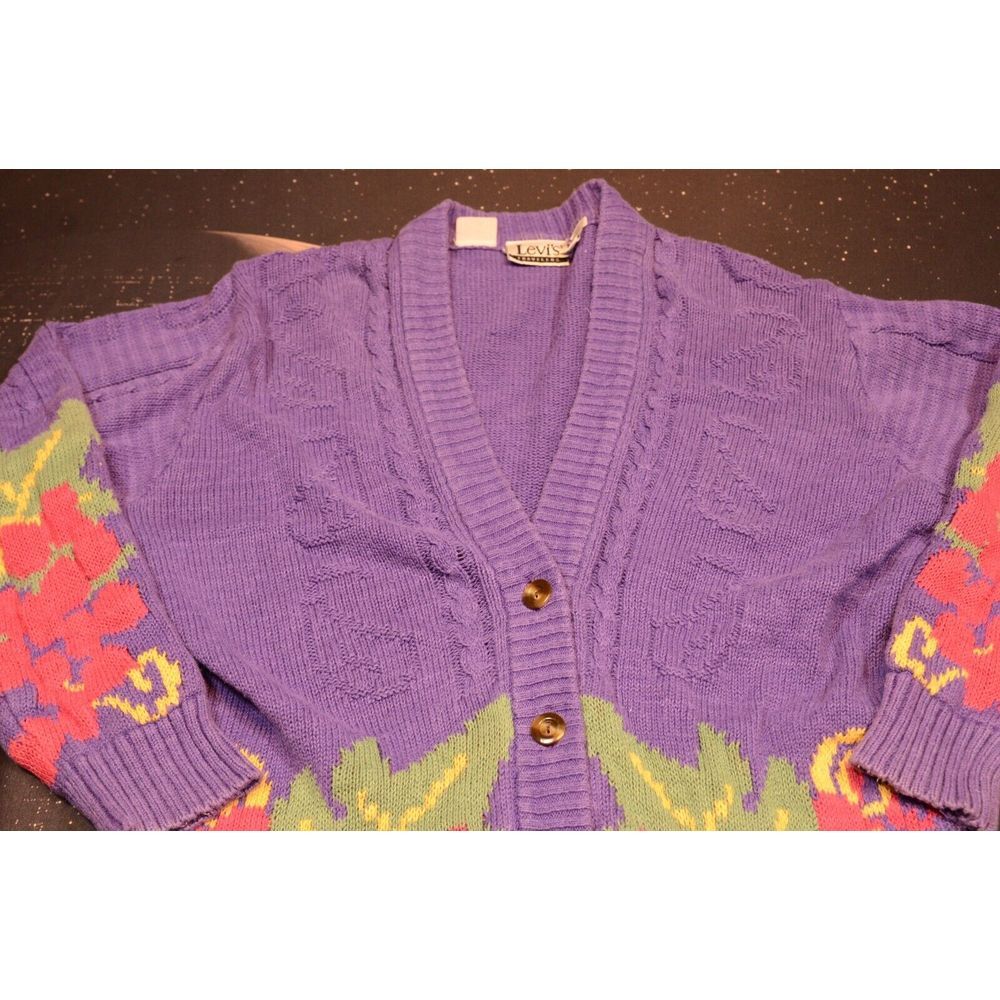 Vintage Levis Travelers Cardigan Sweater Flower Berries Taylor Women Size Medium - Picture 2 of 7